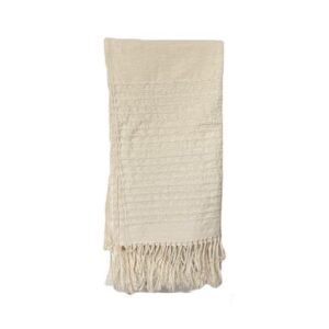 Echarpe en coton crème épais, tissage serré