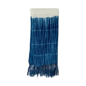 Echarpe en coton crème bleu indigo tissage léger