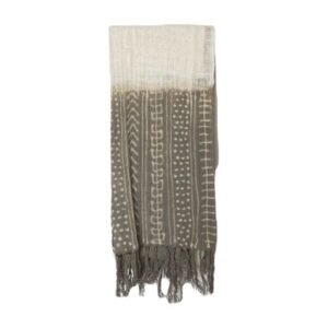 Echarpe en coton crème gris tissage léger