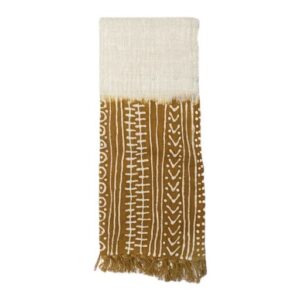 Echarpe en coton crème moutarde tissage léger