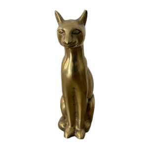 Chat assis, statuette en bronze massif