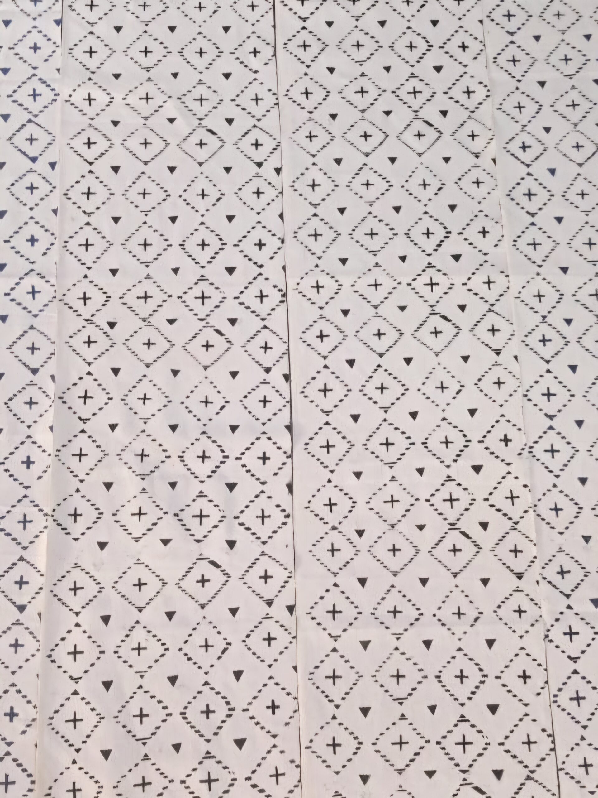 Tissu Bogolan crème à motifs noir TB0001-6