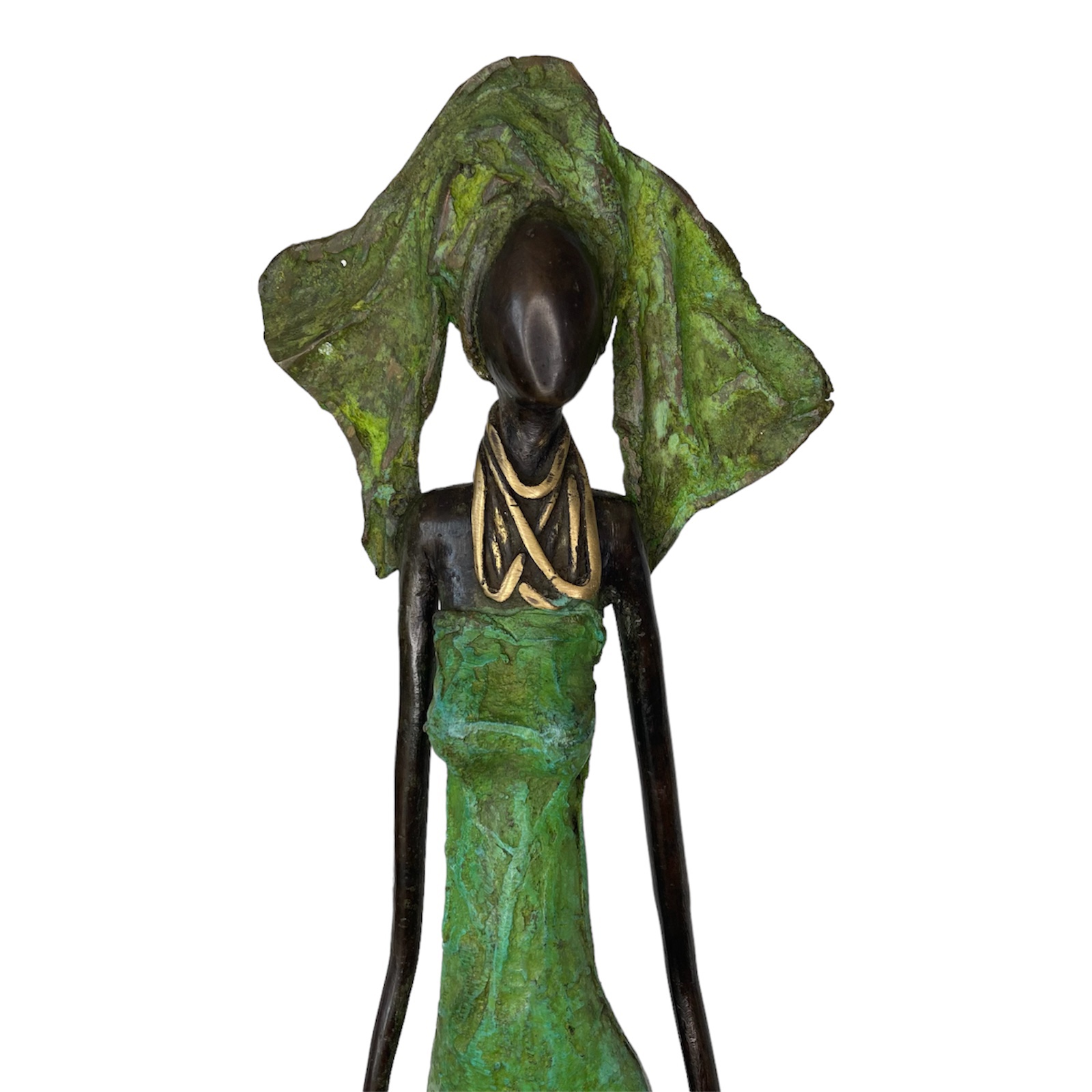 Femme en robe verte en bronze massif – Image 3
