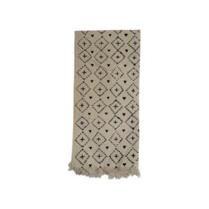 Chemin de table en Bogolan crème à motifs noir TB0003-5