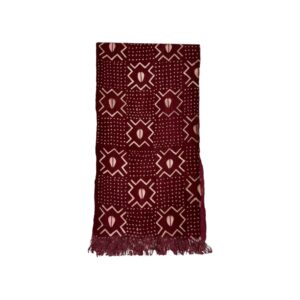 Chemin de table en Bogolan bordeaux à motifs crème TB0003-3