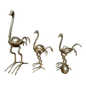 Autruche, statuette en bronze massif