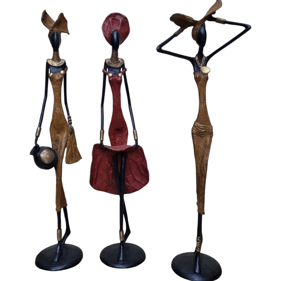 Femme fine à foulard robe rouge en bronze massif – Image 3